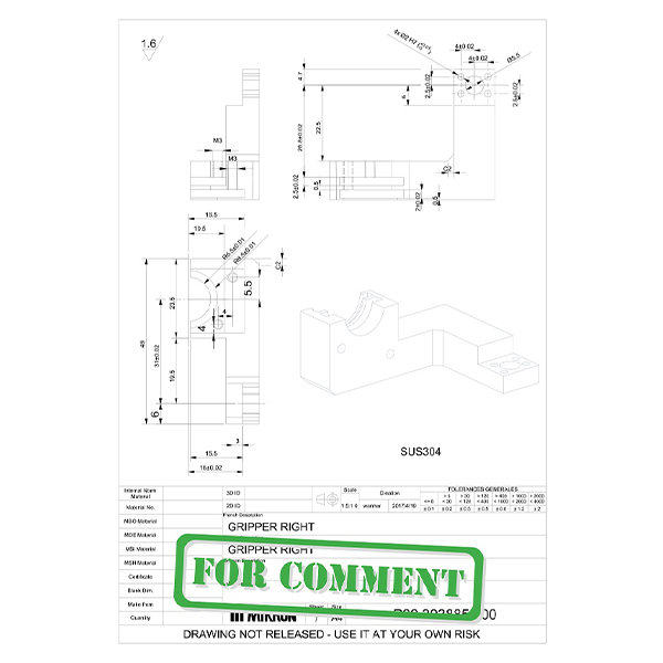 Pinza met&aacute;lica derecha sim&eacute;trica personalizada-MWMECHPARTS