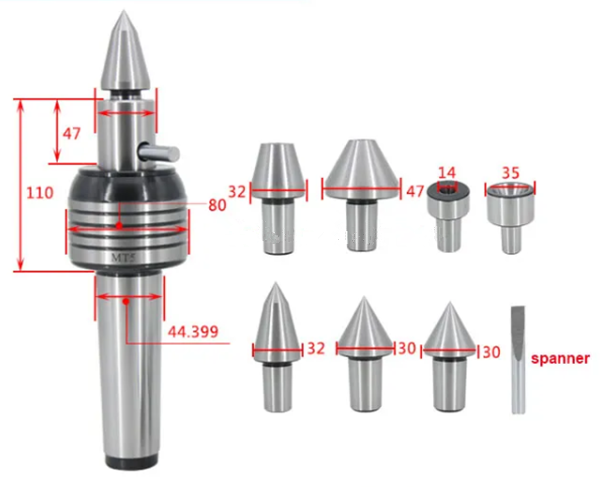 Centros vivos CNC MT5 con puntos intercambiables-MWMECHPARTS