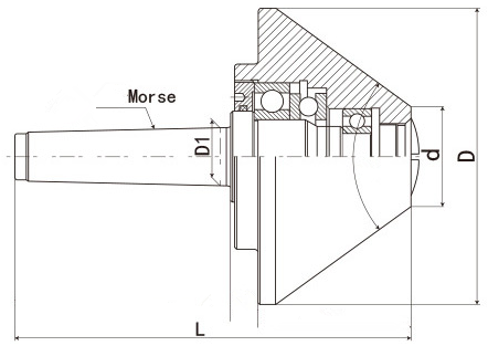 Morse live center bull nose dibujo-MWMECHPARTS